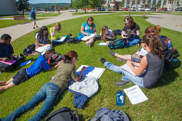 51 students attend a summer class outdoors on the Fairbanks campus